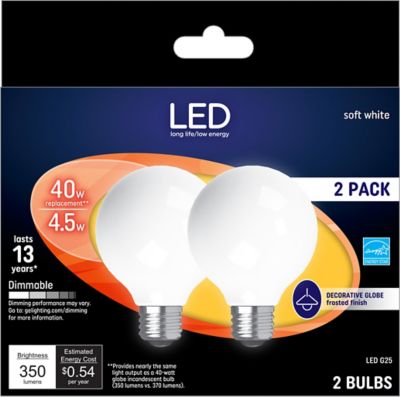 GE 40W Equivalent 350 Lumen Replacement Ceiling Fan Soft White LED Light Bulbs, 2-Pack