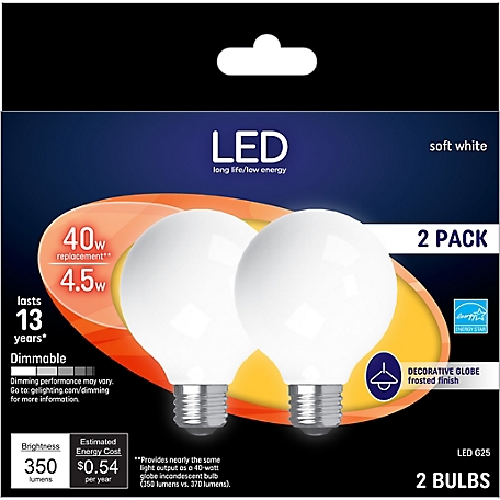 GE 40W Equivalent 350 Lumen Replacement Ceiling Fan Soft White LED Light Bulbs, 2-Pack
