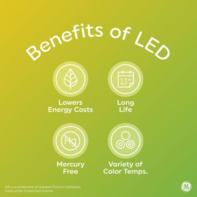 Image showing 5 th GE 40 Watt Equivalent 350-Lumen Replacement Ceiling Fan LED Light Bulbs, Soft White, 2,700K, 2-Pack