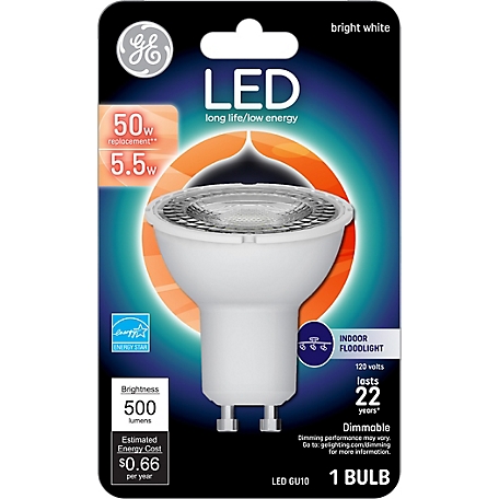 GE LED Bright White Indoor Floodlight Bulb GU10 50 Watt Replacement