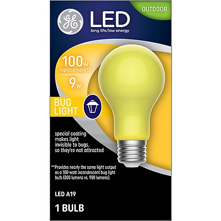 GE LED Bug Light Bulb 100 Watt Replacement Outdoor Rated (1 Pack)