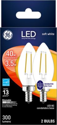 GE LED Decorative Light Bulbs, 40 Watts Replacement, Soft White, Small Base (2 Pack)