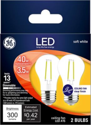 GE LED Ceiling Fan Light Bulbs, 40 Watts Replacement, Soft White (2 Pack)