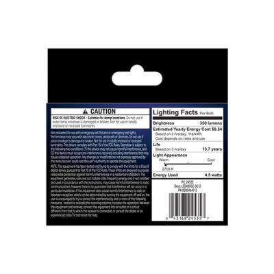 Image showing  40 Watt Equivalent 350-Lumen G16 Clear Globe LED Decorative Light Bulbs, Soft White, 2,700K, 2-Pack