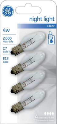 GE Incandescent Night Light Replacement Bulbs, 4 Watts (4 Pack)