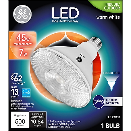 GE LED Floodlight Bulb, 45 Watt Replacement, Warm White, PAR38 Indoor/Outdoor Floodlight