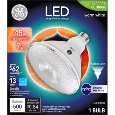 GE LED PAR38 Indoor/Outdoor Spotlight Bulb 45W Equivalent 500 Lumens Warm White 3000K LED Light Bulbs