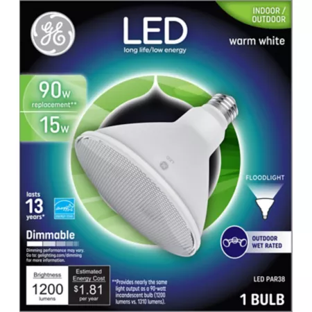 GE LED PAR38 Indoor/Outdoor Spotlight Bulb 90 Watt Equivalent 1200 Lumens Warm White 3000K LED Light Bulbs