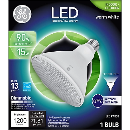 GE LED Floodlight Bulb, 90 Watts Replacement, Warm White, PAR38 Indoor/Outdoor Floodlight