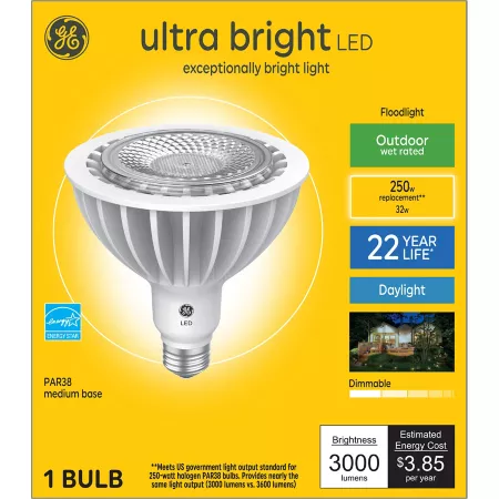 GE Ultra Bright LED Outdoor Spotlight Bulb 250 Watt Equivalent 3000 Lumens Daylight 5000K 2 Pack LED Light Bulbs