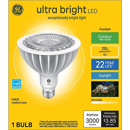 GE Ultra Bright LED Outdoor Floodlight Bulb, 250 Watts Replacement, Daylight (1 Pack)