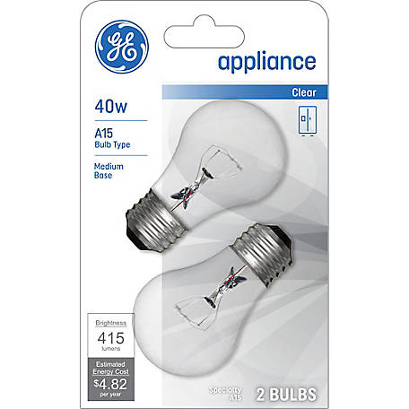 GE Appliance Incandescent Light Bulbs, 40 Watts, A15 Light Bulbs (2 Pack)