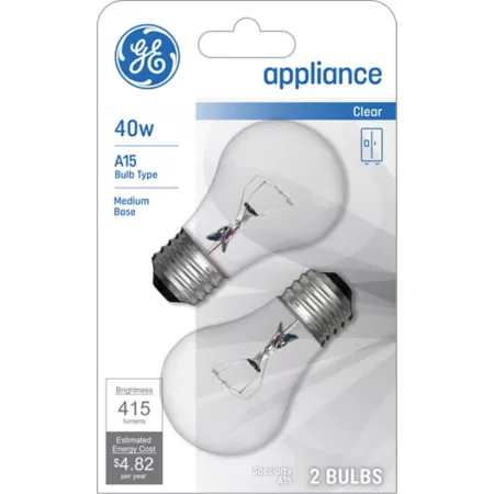 A15 GE 40W 415 Lumens Incandescent Light Bulbs 2 Pack Incandescent Bulbs