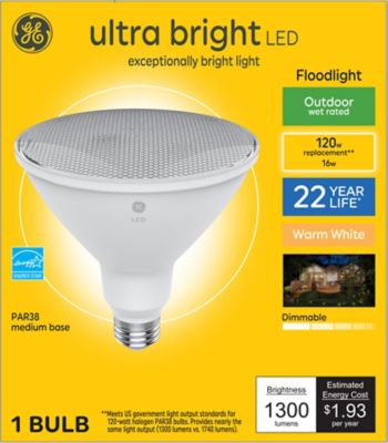 GE Ultra Bright LED Floodlight Bulb, 120 Watt Replacement, Outdoor Floodlight, Warm White