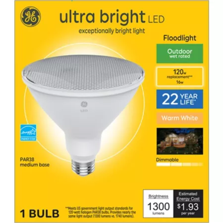 GE Ultra Bright LED Outdoor Floodlight Bulb 120 Watt Equivalent 1400 Lumens Warm White 3000K LED Light Bulbs