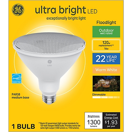 GE Ultra Bright LED Floodlight Bulb, 120 Watt Replacement, Outdoor Floodlight, Warm White