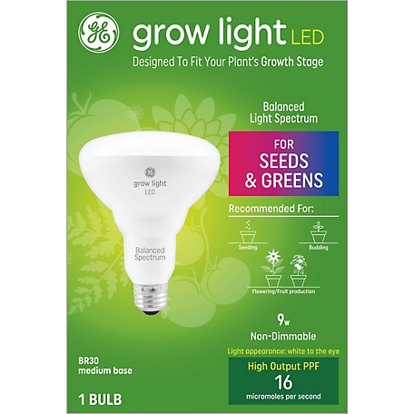GE 65W Equivalent Replacement LED Light Bulb for Seeds and Greens Grow Lights, 1-Pack