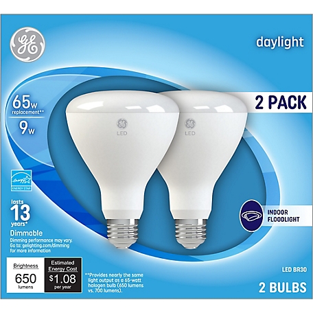 GE LED Floodlight Bulbs, 65 Watts Replacement, Daylight, BR30 Indoor Floodlights (2 pack)