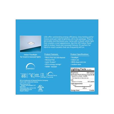 Image showing  65 Watt Equivalent 650-Lumen BR30 LED Indoor Floodlight Bulbs, Daylight, 5,000K, 2-Pack