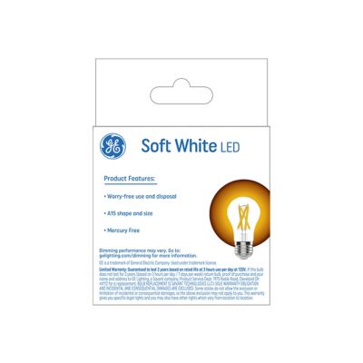 Image showing  60 Watt Equivalent 500-Lumen A15 Clear LED Ceiling Fan Light Bulbs, Soft White, 2,700K, 2-Pack, 93130353