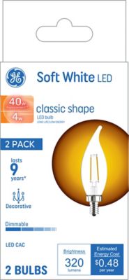 GE Soft White LED Decorative Light Bulbs, 40 Watts Replacement (2 Pack)