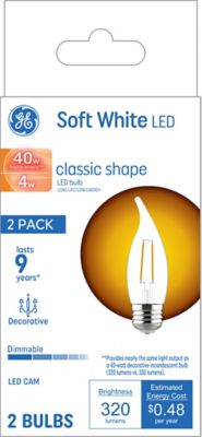 GE Soft White LED Decorative Light Bulbs, 40 Watts Replacement, Medium Base (2 Pack)