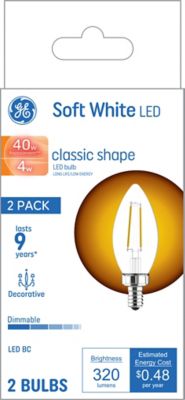 GE LED Decorative Light Bulbs, 40 Watts Replacement, Small Base (2 Pack)