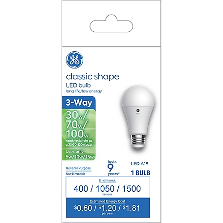 GE 3-Way Soft LED Light Bulb, 30/70/100 Watt Replacement, A19 General Purpose Bulb