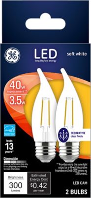 GE 40 Watt Equivalent 300-Lumen LED Decorative Light Bulbs, Soft White, 2,700K, Medium Base, 2-Pack