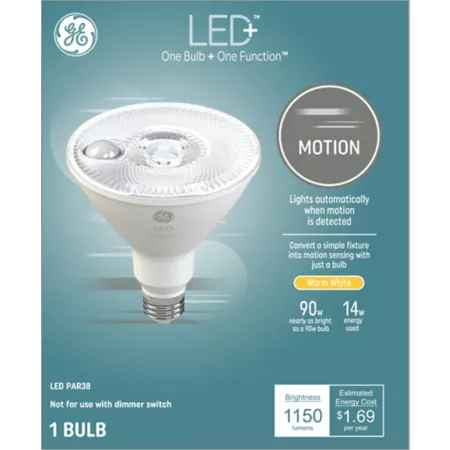 GE LED + Motion Outdoor Floodlight Bulb 14 Watt Equivalent 1150 Lumens Warm White 3000K LED Light Bulbs