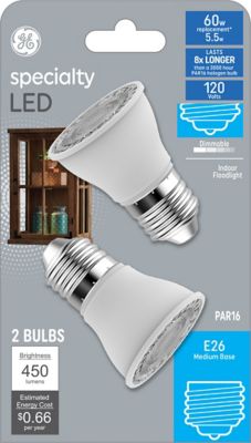 GE Specialty LED Light Bulbs, 50 Watts Replacement, Warm White, PAR16 Bulb (2 Pack)