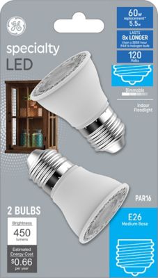 GE 60 Watt Equivalent 450-Lumen Specialty PAR16 LED Light Bulbs, Warm White, 3,000K, 2-Pack