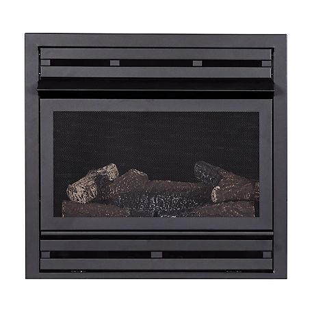GHP Group Inc Pleasant Hearth 28 in. Zero Clearance Firebox with NG Gas Log Insert