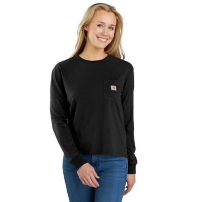 Carhartt Women's TENCEL Blend Loose Fit Lightweight Crew Neck Long-Sleeve Pocket T-Shirt