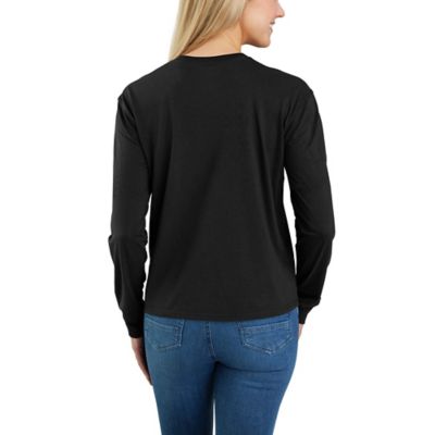Image showing  Women's TENCEL Blend Loose Fit Lightweight Crew Neck Long-Sleeve Pocket T-Shirt