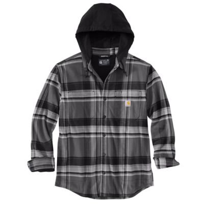 Carhartt Men's Rugged Flex Relaxed Fit Flannel Fleece-Lined Hooded Work Shirt Jacket