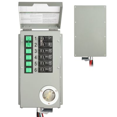 Image showing  Metal Powerhouse 6-Circuit 240V/30A Manual Power Transfer Switch Kit
