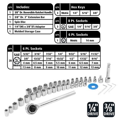 Image showing  40 pc. 1/4 in. and 3/8 in. Drive Ratchet and Socket Set
