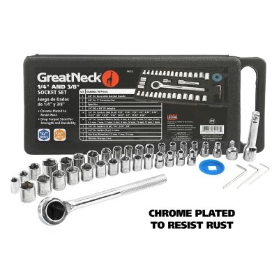 Image showing 8 th GreatNeck 40 pc. 1/4 in. and 3/8 in. Drive Ratchet and Socket Set