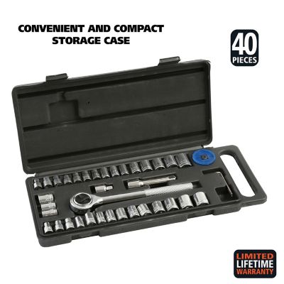 Image showing 9 th GreatNeck 40 pc. 1/4 in. and 3/8 in. Drive Ratchet and Socket Set