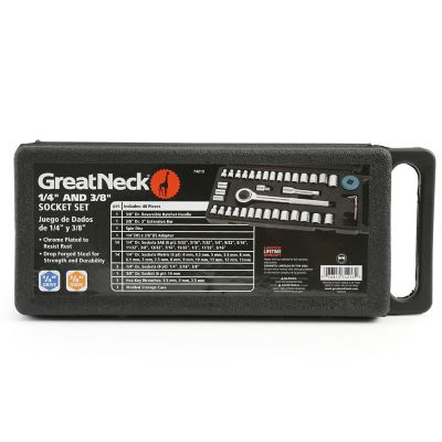 Image showing 10 th GreatNeck 40 pc. 1/4 in. and 3/8 in. Drive Ratchet and Socket Set
