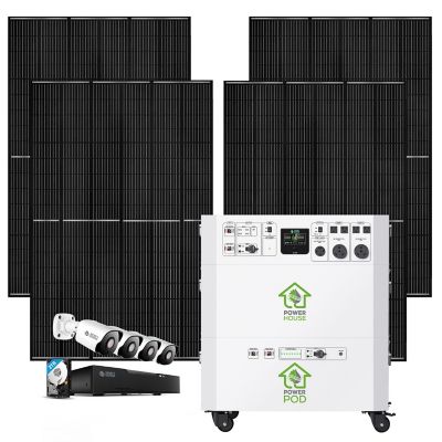 Nature's Generator Powerhouse Platinum Se 7,200 Watt Solar Generator, 100Ah Battery, (4) 410W Panel Camera System, NGPHPTS