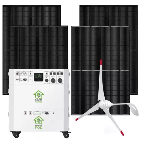 Nature's Generator Powerhouse Platinum We 7 200 Watt Solar Generator with (1) 100 Ah Battery (4) 410 Watt Panels Wind Turbine Solar Generators