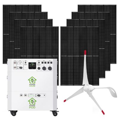 Nature's Generator Powerhouse Platinum Plus We 7,200 Watt Solar Generator, 100Ah Battery,(8) 410W Panels, Wind Turbine, NGPHPTAW