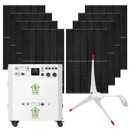 Nature's Generator Powerhouse Platinum Plus We 7 200 Watt Solar Generator 100 Ah Battery (8) 410 Watt Panels Wind Turbine NGPHPTAW Solar Generators