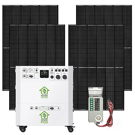 Nature's Generator Powerhouse Platinum Pe 7,200 Watt Solar Generator, 100Ah Battery Expansion Pod (4) 410W Panels, NGPHPTP