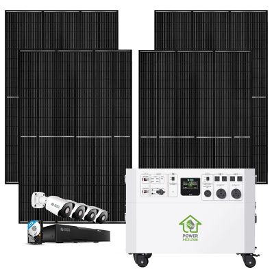 Nature's Generator Powerhouse Gold Plus Se 7,200 Watt Switch Solar Generator with (4) 410W Panels, Security Cam System & Wheels
