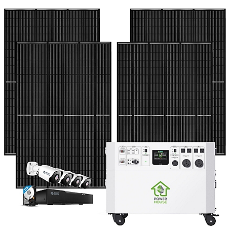 Nature's Generator Powerhouse Gold Plus Se 7,200 Watt Switch Solar Generator with (4) 410W Panels, Security Cam System & Wheels