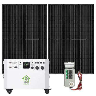 Nature's Generator Powerhouse Gold Pe 7,200 Watt Electric Switch Solar Generator, (2) 410W Panels, Power Transfer Kit & Wheels -  NGPHAUP