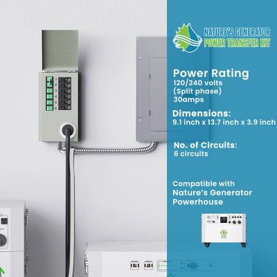 Image showing 8 th Nature's Generator 14,400/7,200-Watt Solar Powered Powerhouse Gold Pe Generator, Electric Switch, (2) 410W Panels, Transfer Kit
